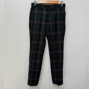 Brooks Brothers Plaid Navy and Green Men's Black Plaid Pants in W30